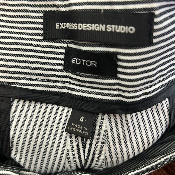 Express Design Studio Editor Pants Womens 4 Black White Pinstripe Bootcut Career - Picture 4 of 4